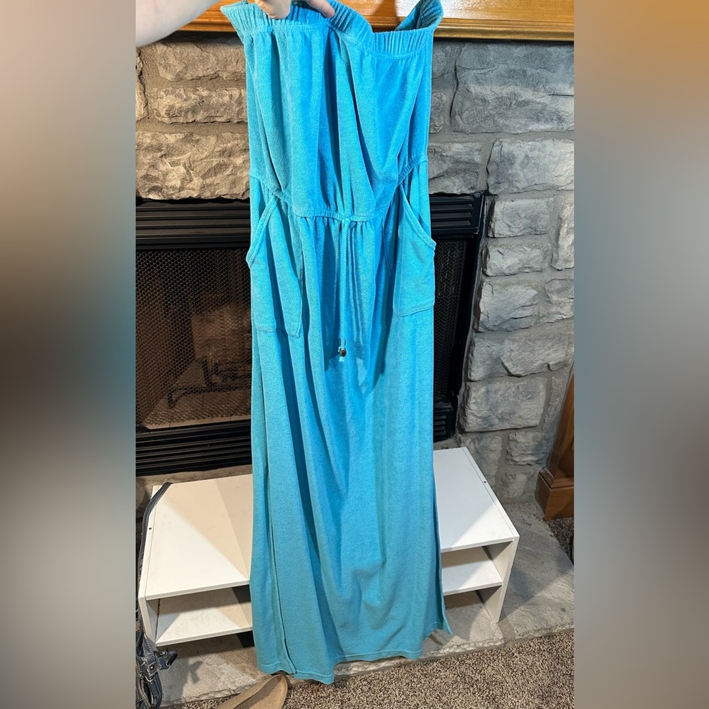 Calypso swim, cover-up dress blue large